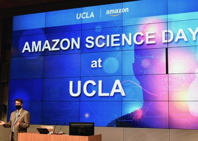 Jens Palsberg next to presentation title slide that reads UCLA / Amazon, Amazon Science Day at UCLA